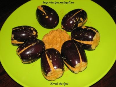Brinjals Sutffed with the paste Stuffed Brinjal ready to be cooked
